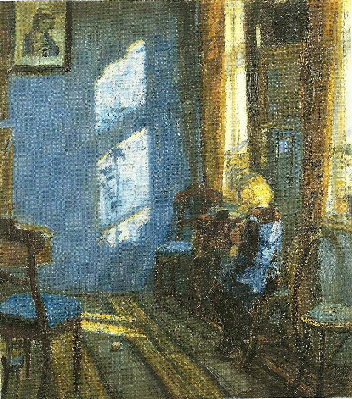 Anna Ancher solskin i den bla stue oil painting picture